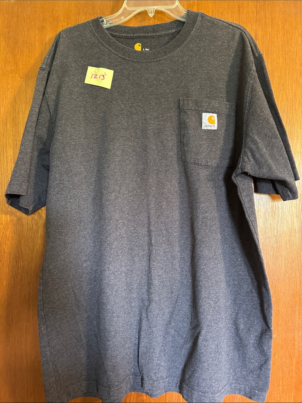 Carhartt Dark Charcoal Heather Pocket Tee with Logo Patch Size L Tall ‼️😍‼️